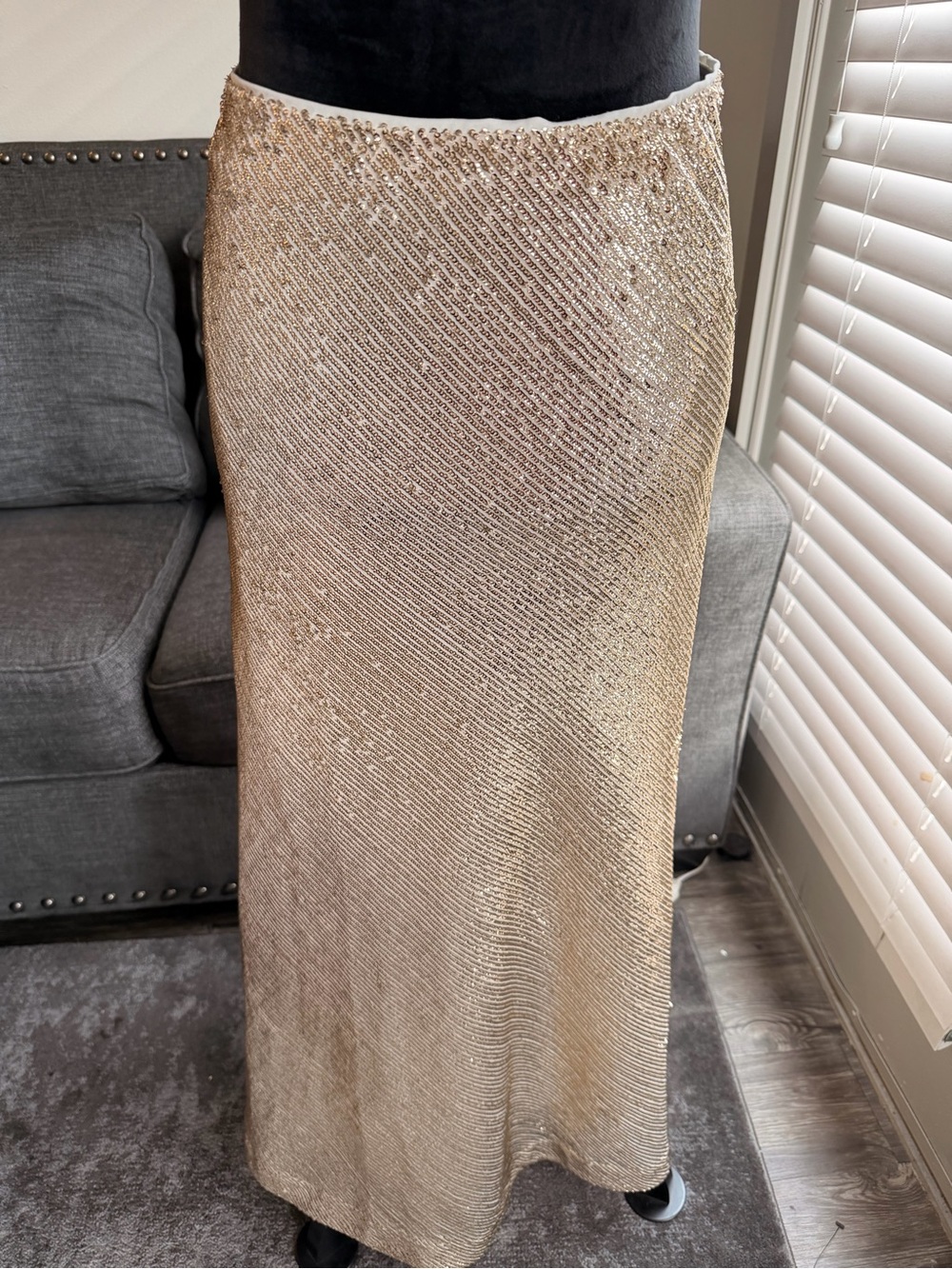 Gibson Latimer Champagne Sequin Maxi Skirt